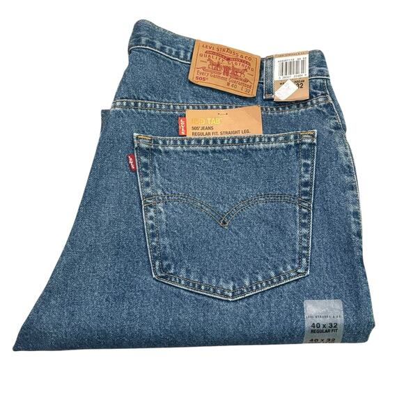 Vintage Levi's 505 Regular Fit Straight Leg 40x32 NOS Red Tab Medium Blue NWT - Picture 4 of 11